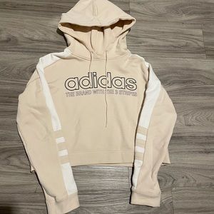 Adidas peach cropped hoodie sweatshirt